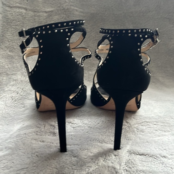 Jimmy CHOO dressy sandals Ivette 85 heel size 43 black suede w/micro studs - Picture 8 of 13